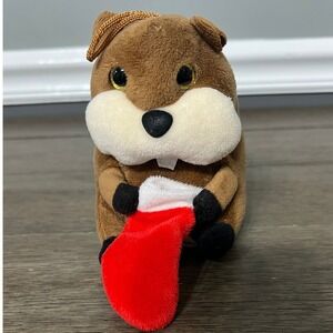 Beaver Plush Ornament Holding Christmas Stocking Holiday Decor Kids